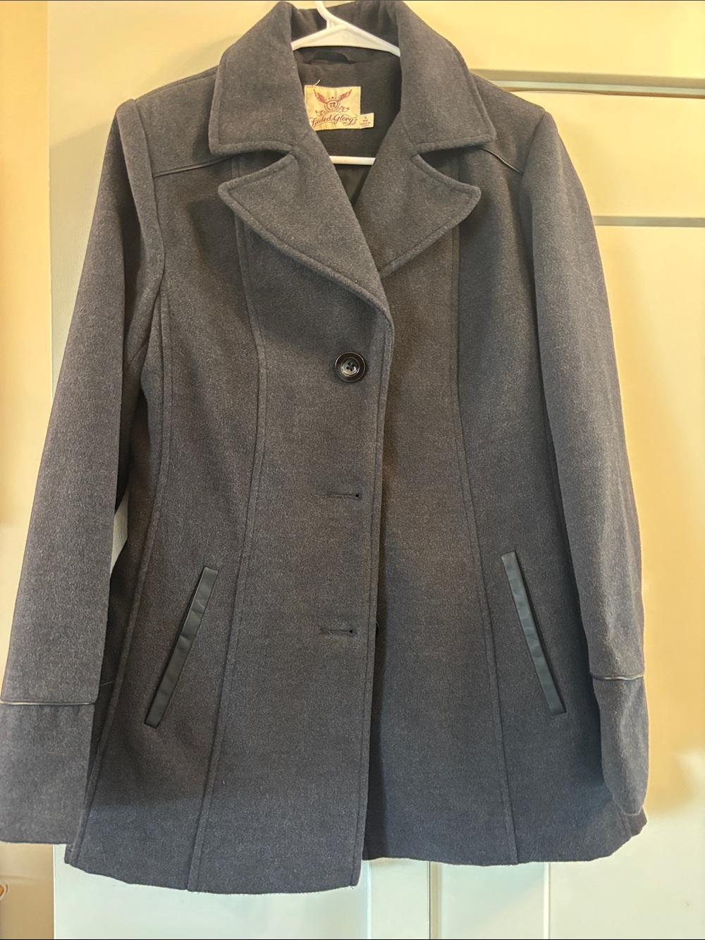 Faded Glory Gray Wool-Blend Pea Coat